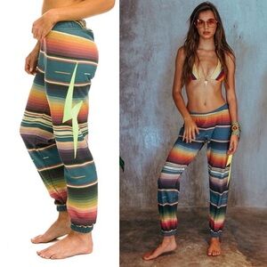 NWT Aviator Nation Serape Bolt Stitch Sweatpants Blue Size Small